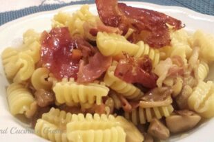 Radiatori con funghi e pancetta croccante