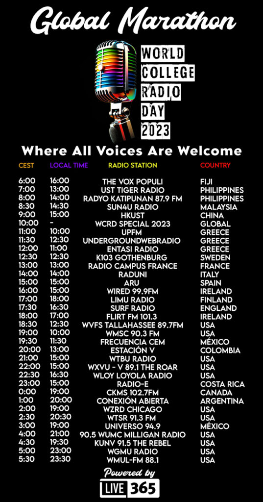 WCRD 24 hour Marathon 2023 Final schedule